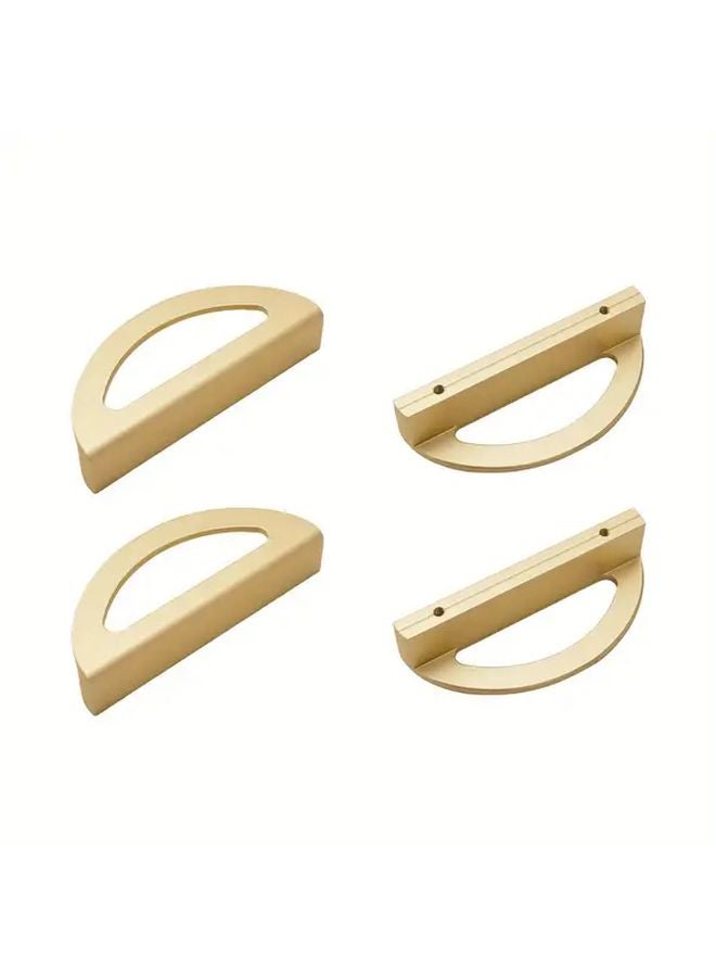 4 PCS Brushed Golden Half Moon Drawer Handles Modern Space Saving Aluminum Pulls - Image 1